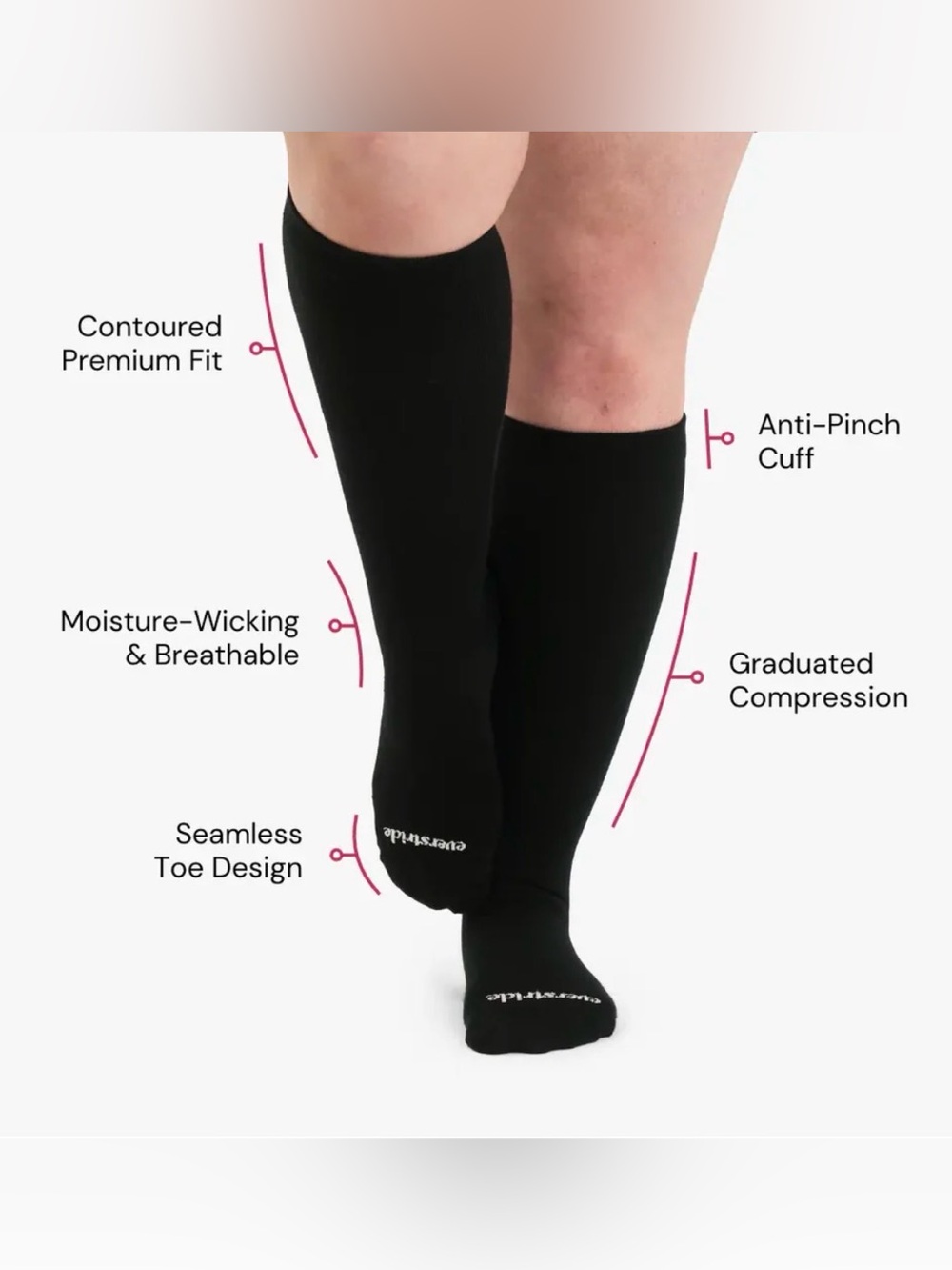 Everstride Bamboo Wide Compression Socks | XL | Navy Blue - Picture 7 of 9